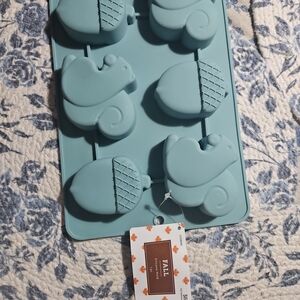 Fall Silicone Squirrel and Acorn Mold - Teal